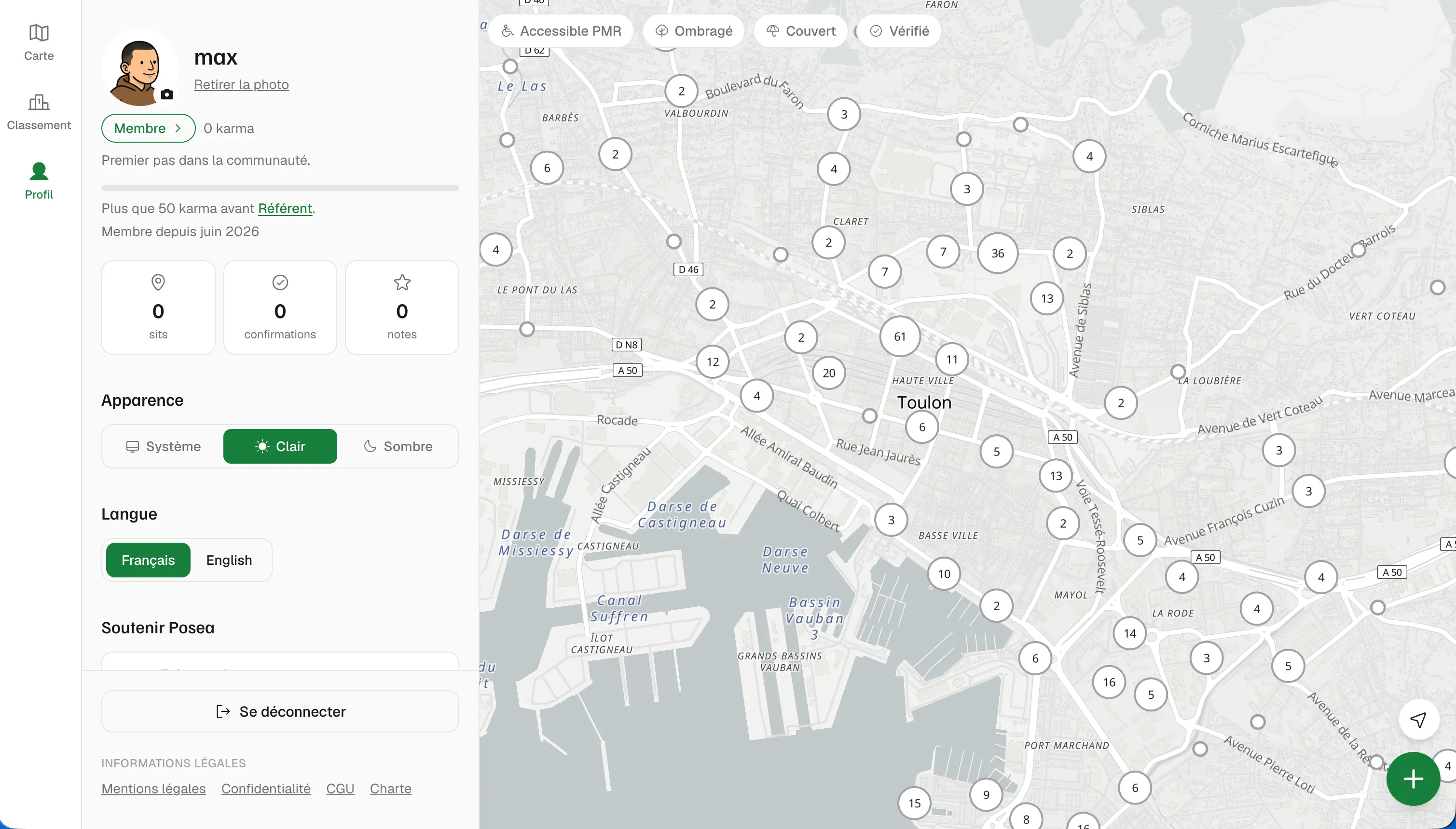 Carte communautaire des assises avec filtres dans Posea