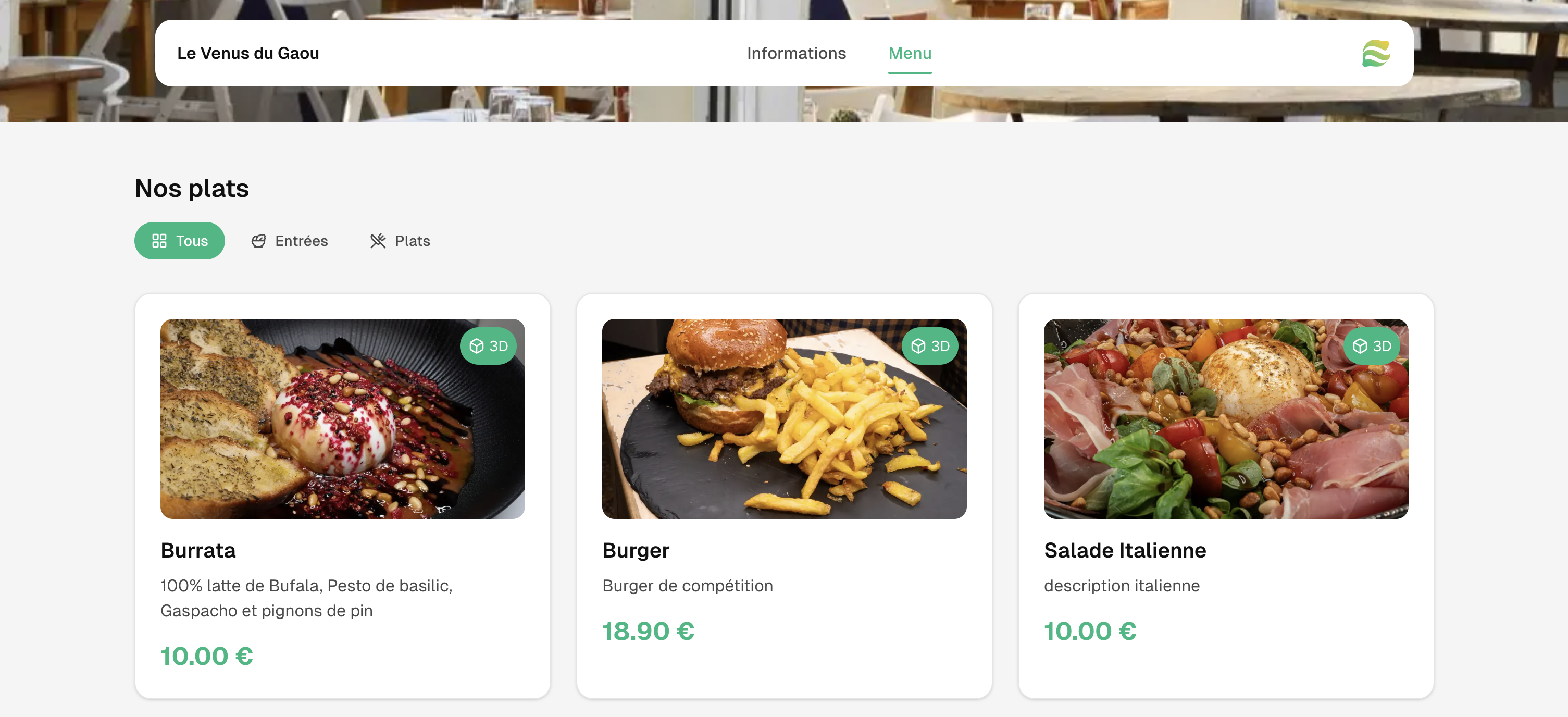Système de menus 3D
